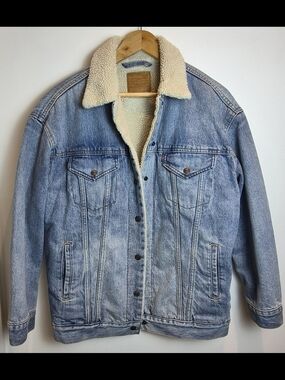 LEVI'S Sherpa Denim Jacket XS Blue Trucker Cozy Lined